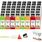 LJINOKYUN 48pcs 12oz Plastic bottles with lids, juice bottles with caps, Reusable containers and Clear beverage for milk, Smoothies, juice