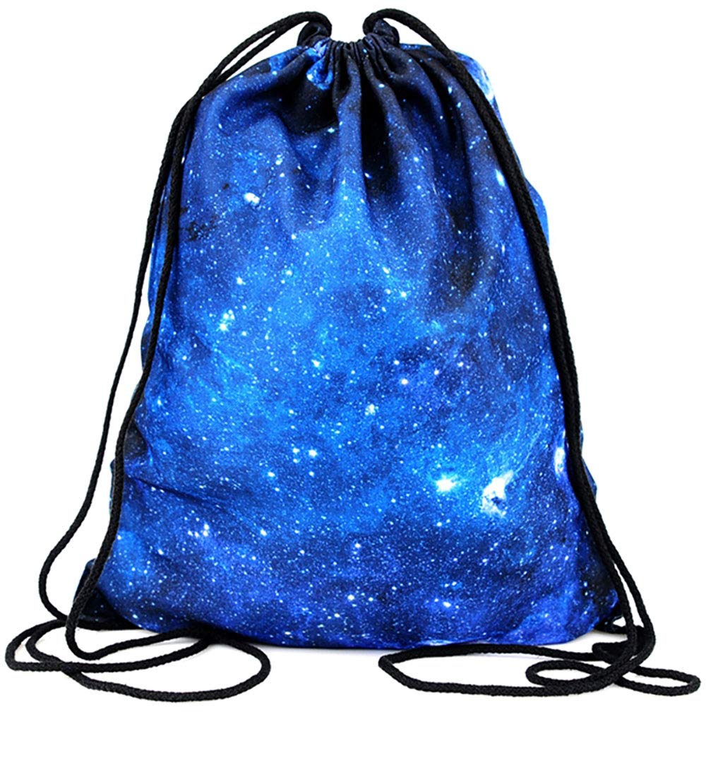PREMYO Drawstring Gym Bag Backpack Quote Print Galaxy Rucksack for School Sports Travel Women Children Birthday Present