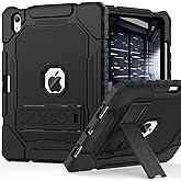 ZoneFoker Case for iPad (A16) 11th/10th Generation 11/10.9 inch 2025/2022, Heavy Duty Military Grade Shockproof Rugged Cover with Pencil Holder/Stand for i Pad 11th / 10 th Gen (Black)