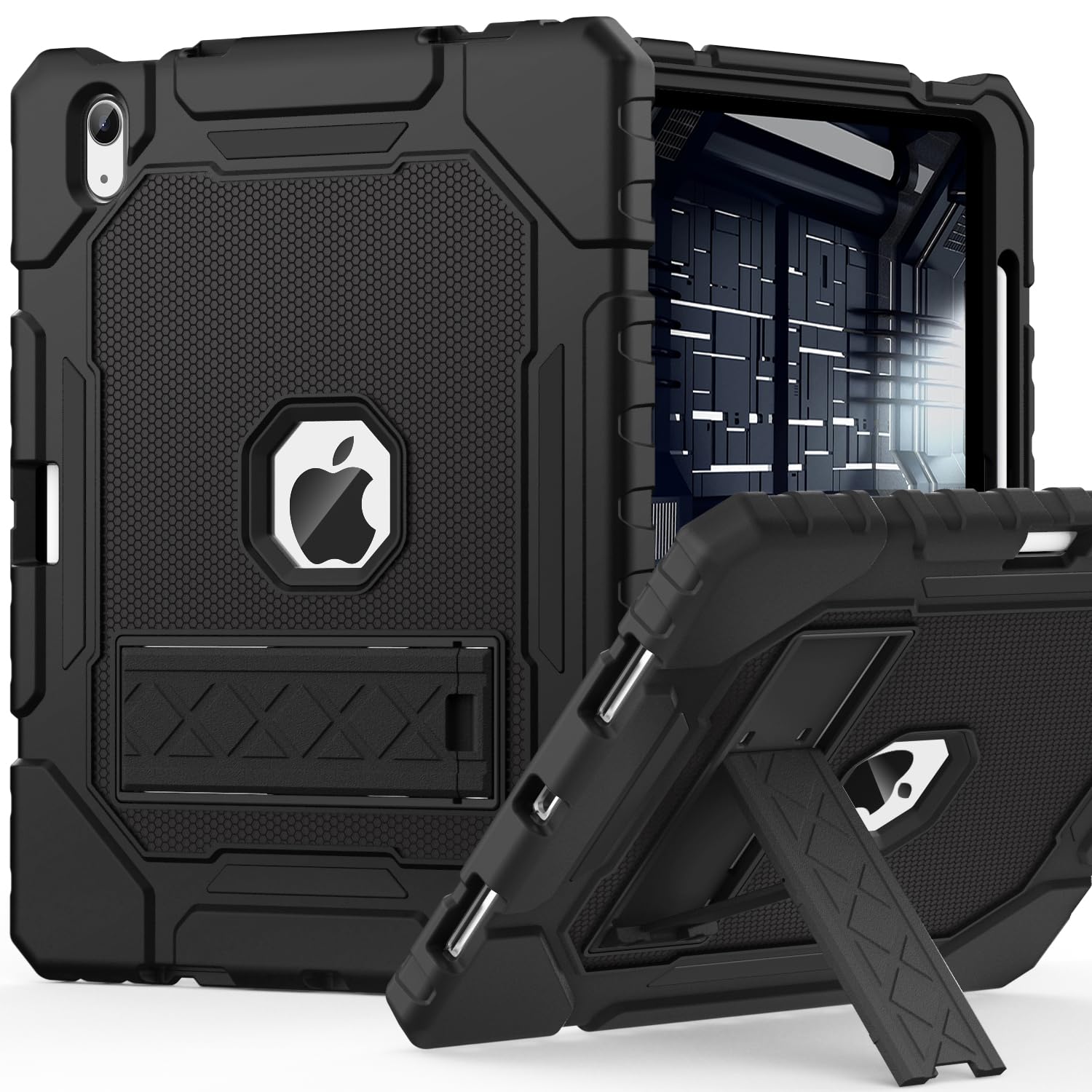 Photo 1 of ZoneFoker Case for iPad (A16) 11th/10th Generation 11/10.9 inch 2025/2022, Heavy Duty Military Grade Shockproof Rugged Cover with Pencil Holder/Stand for i Pad 11th / 10 th Gen (Black)