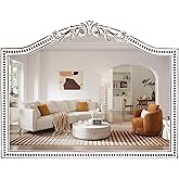 HOITUZYUS 32x42 Inch Ornate Arched Wooden Wall Mirror, Rustic Farmhouse Decorative Mirror for Fireplace, Living Room, Bedroom