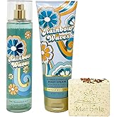 Bath & Body Works Rainbow Waves Duo Gift Set - Fragrance Mist and Body Cream - with a Creamy Rose Bar Soap - Full Size