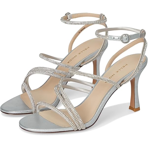 Amazon.com | Pelle Moda Women's Laika 2 Sandal Heeled, Silver, 5.5