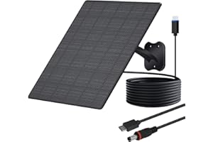VUEBEE 10W Solar Panel for Security Cameras, 5V Outdoor Camera Solar Panel with USB-C Cable, DC 5.5x2.1mm & Micro USB Port, IP66 Waterproof with Adjustable Mount & 10FT Cable