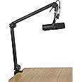 Gator Frameworks Deluxe Desk-Mounted Broadcast Microphone Boom Stand For Podcasts & Recording, Integrated XLR Cable (GFWBCBM3