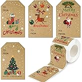 Kraft 300 2"X3" Gift Tags Stickers Roll - Self-Adhesive, Perfect for Christmas Crafts, Cards & Gift Bags