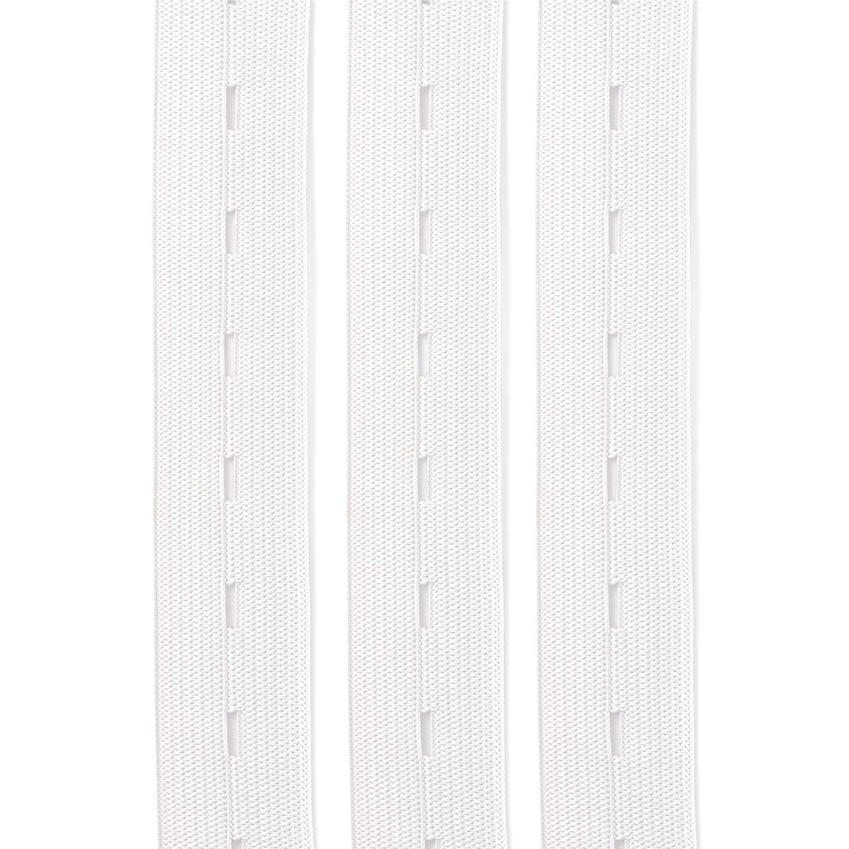 Realm Black & White Elastic Bands with Buttonhole for Trouser Waistbands, Maternity Clothes, Sewing, Knitting, Crafting (16mm, 19mm, 25mm) (White, 19mm - 20 Metres)