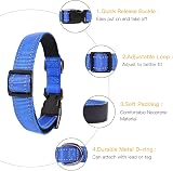 HEELE Reflective Dog Collar Nylon Padded Neoprene Large Blue L 40-66cm view 2