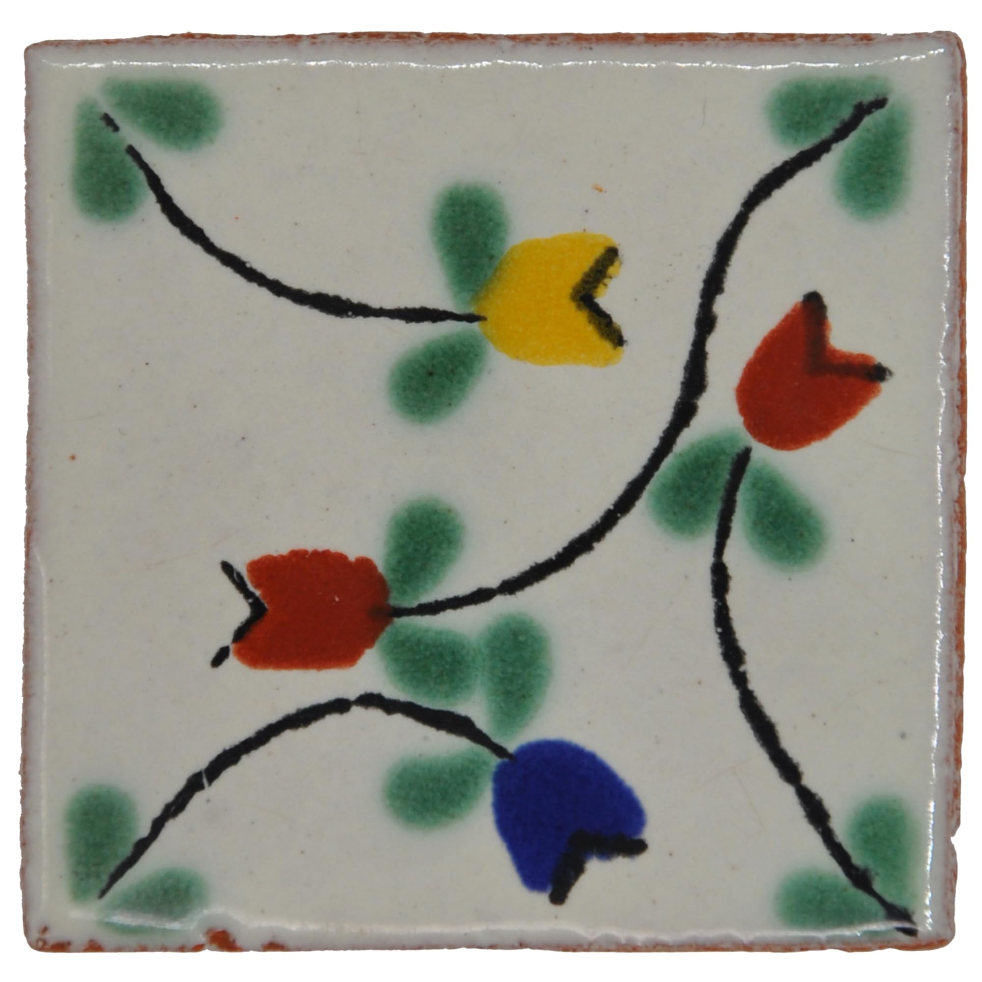 Tumia LAC Handmade Mexican Talavera Tile - Authentic Style Rosalind Ceramic Tiles for Crafts, Backsplashes and Home Improvement - 10 Pack