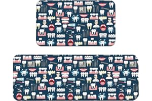 Xiso Ver Dental Seamless Kitchen Mat 2PCS Kitchen Rugs, Cushioned Anti Fatigue Non Skid Waterproof Floor Mats for Home,Office