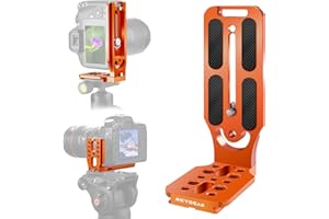 REYGEAK DSLR Camera L Bracket Vertical Horizontal Switching Tripod Quick Release Plate with Screws Wrench Compatible with Canon/Nikon/Sony/DJI Osmo Ronin Zhiyun Stabilizer Tripod Monopod (Orange)