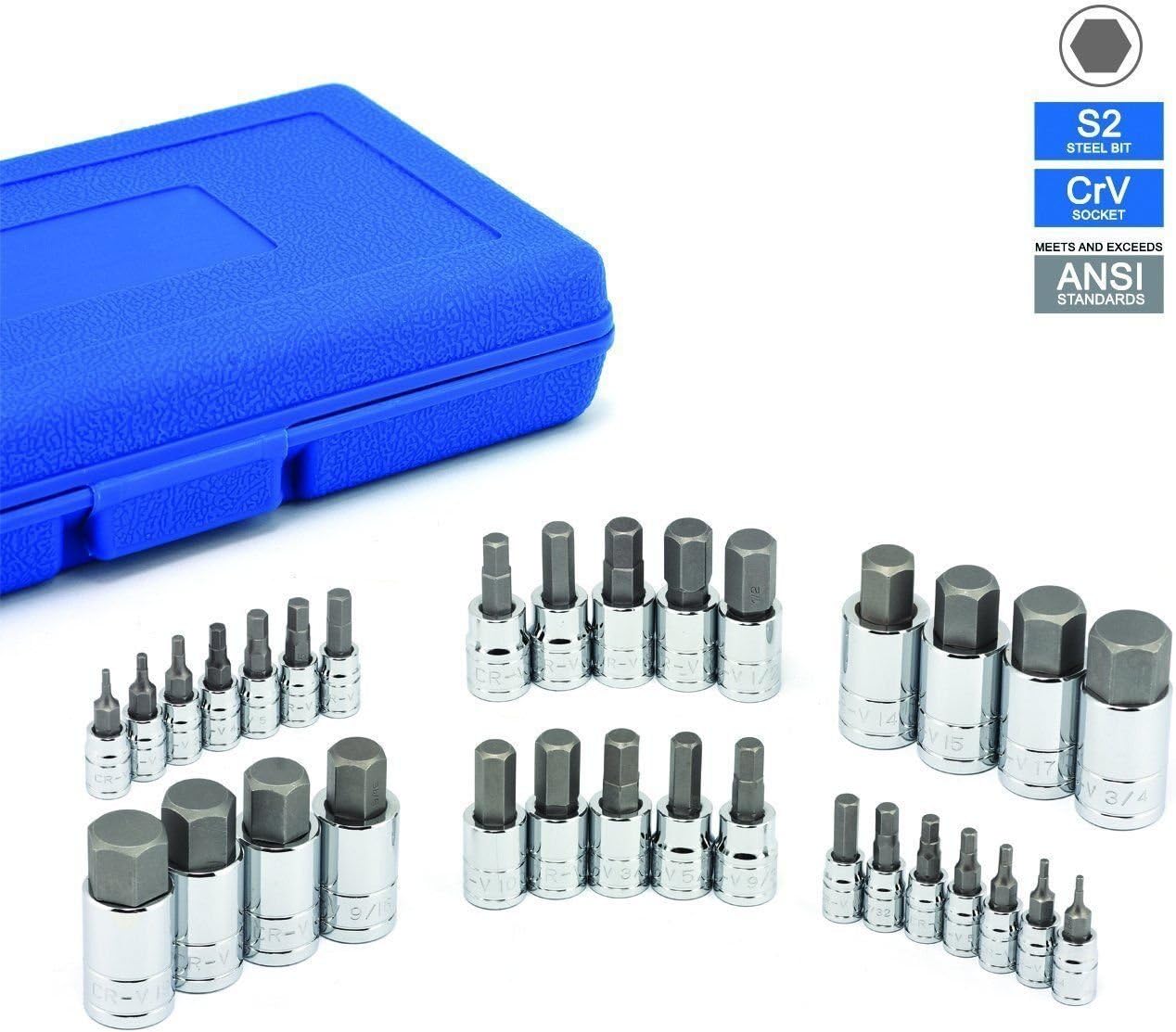 32 PC Master Allen Wrench BIT KIT HEX Key for Ratchet Socket Tool SAE Metric Set
