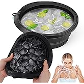Palksky Face Bowl for Ice with Built-in Icetray, Collapsible Silicone Face Ice Bath Bowl, Facial Plunge Bowl for Skin Tightening, Acne Relief, Black