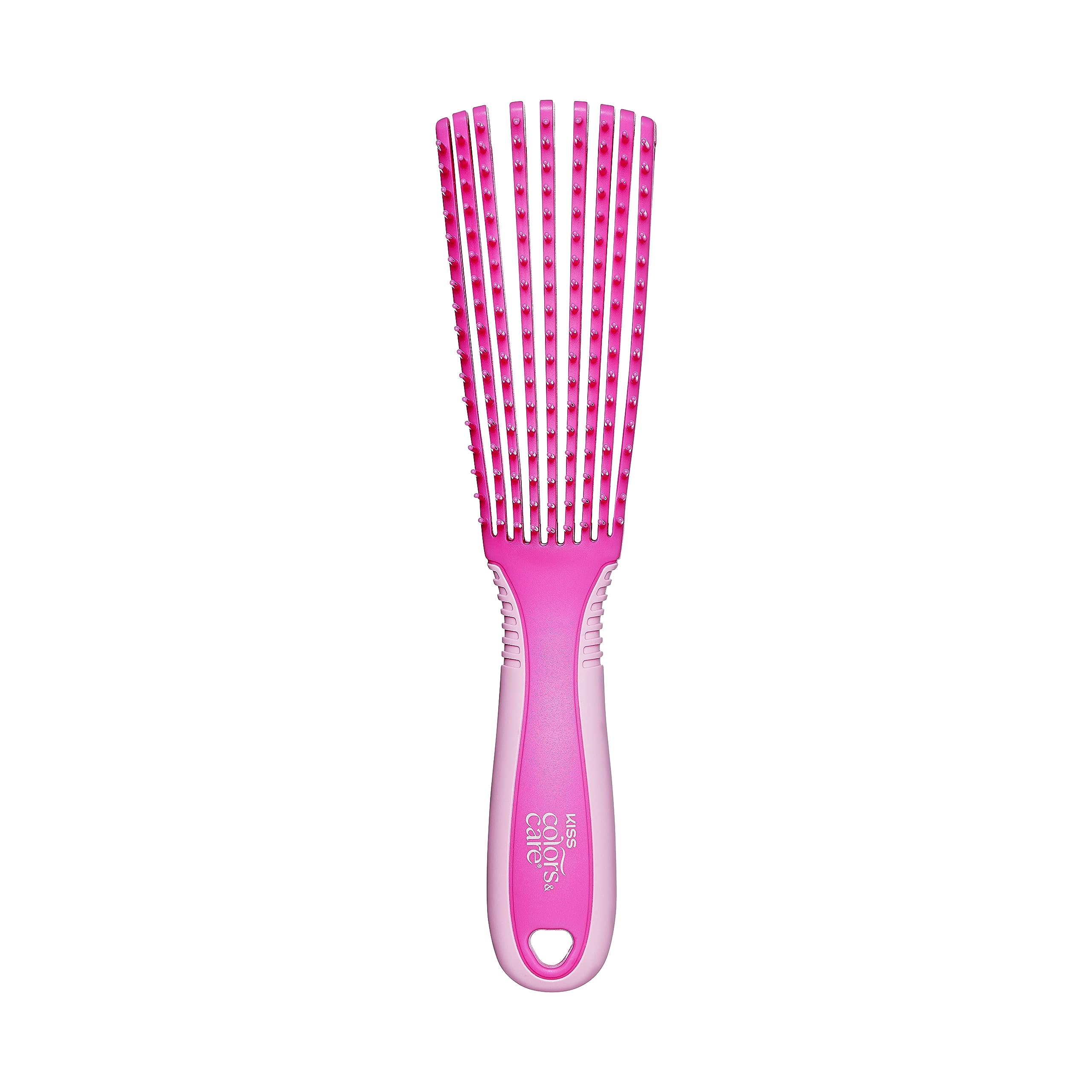 KISS Colors & Care Glide & Define Detangler 9-Row Non-Slip Brush, Large, Pink- For thick and curly hair, Tangle-No, Smooth, Sleek Results, Anti-Static, Sturdy & Non-Slip Grip, Multi Uses