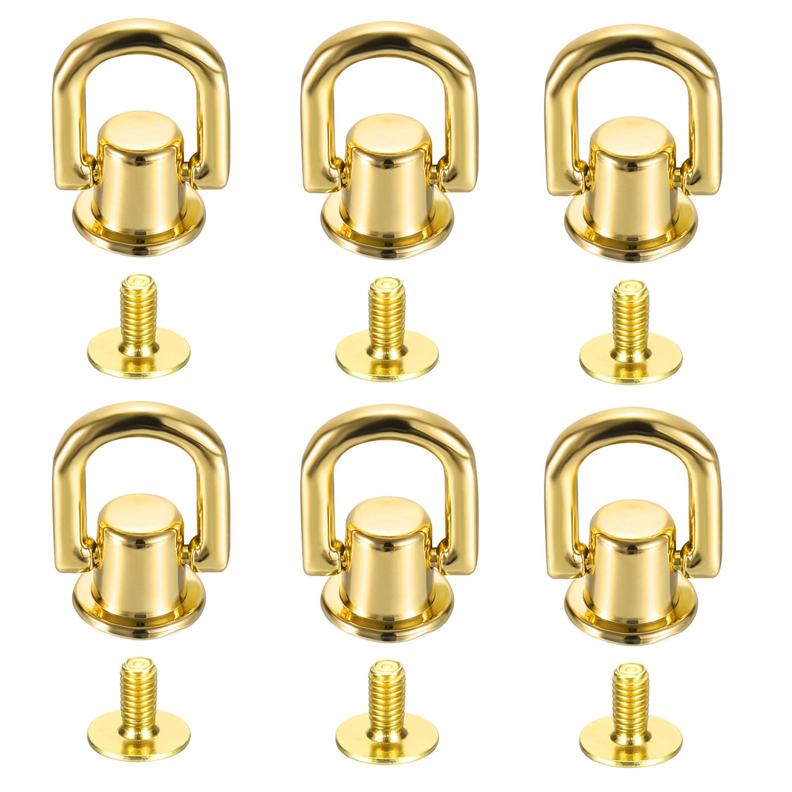PATIKIL 22x12x5.5mm D Rings for Purse, 24 Set Spikes for Clothes Metal Button Spikes Screw Kit Flat Head Rivets Screw DIY Leather Hardware Trim Craft, K Gold