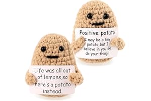 FZBJAYOON 2pcs Funny Positive Potato Crochet Potato with Positive and Life Card Funny Home Decor Cheer Up Gifts for Friends Party