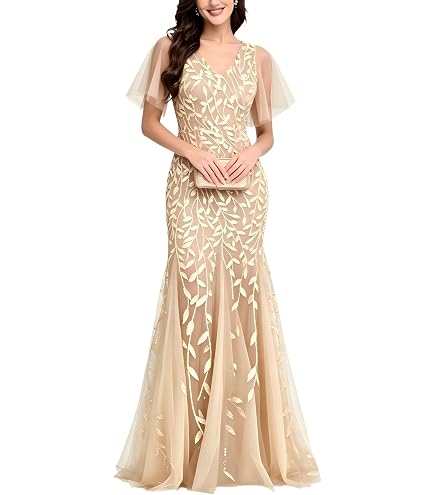 BCBGMAXAZRIA Womens Fit and Flare Floor Length Sequin Evening Gown One Long Sleeve Crew Neck Cut Out Side Slit Dress, Gold, XX-Small US : Clothing, Shoes & Jewelry