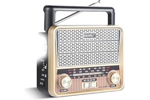 BAIJIALI Portable AM/FM/SW Emergency Radio with Bluetooth - Vintage Battery Operated Radio, AC/D Battery, TF Card/USB Playback, Loud Sound for Home & Outdoors(BJL-2109BT)