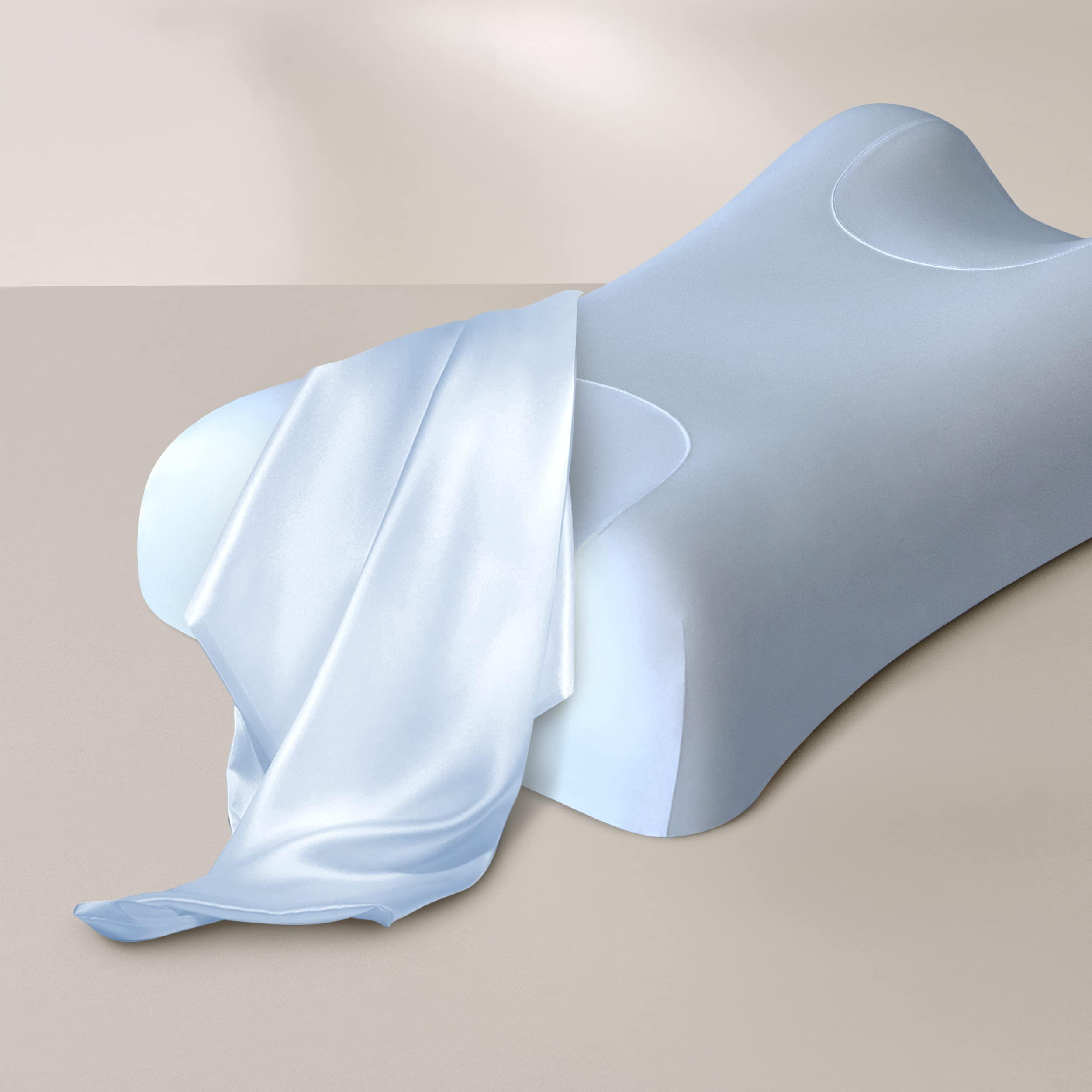 SLEEP & GLOW Omnia Natural Silk Pillowcase for Hair and Skin Fits Unique Omnia Pillow Shape - 19 mm 6A Grade Mulberry Silk (Arctic ICE)