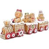 Hodao Christmas Decorations Indoor Home Decor Christmas Gingerbread Man Small Train Figurines Winter for Table Top Centerpiece Fireplace Decor Cute Gingerbread Man Train Decoration Gift