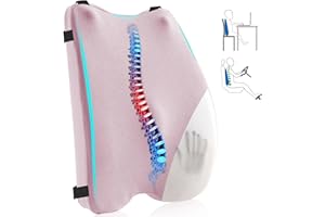 CUISIBOT Lumbar Support Pillow for Office Chair – Premium Memory Foam Back Cushion, Back Support Pillow for Car Seats, Lower Back Pain Relief, Improves Posture, 3 Adjustable Straps