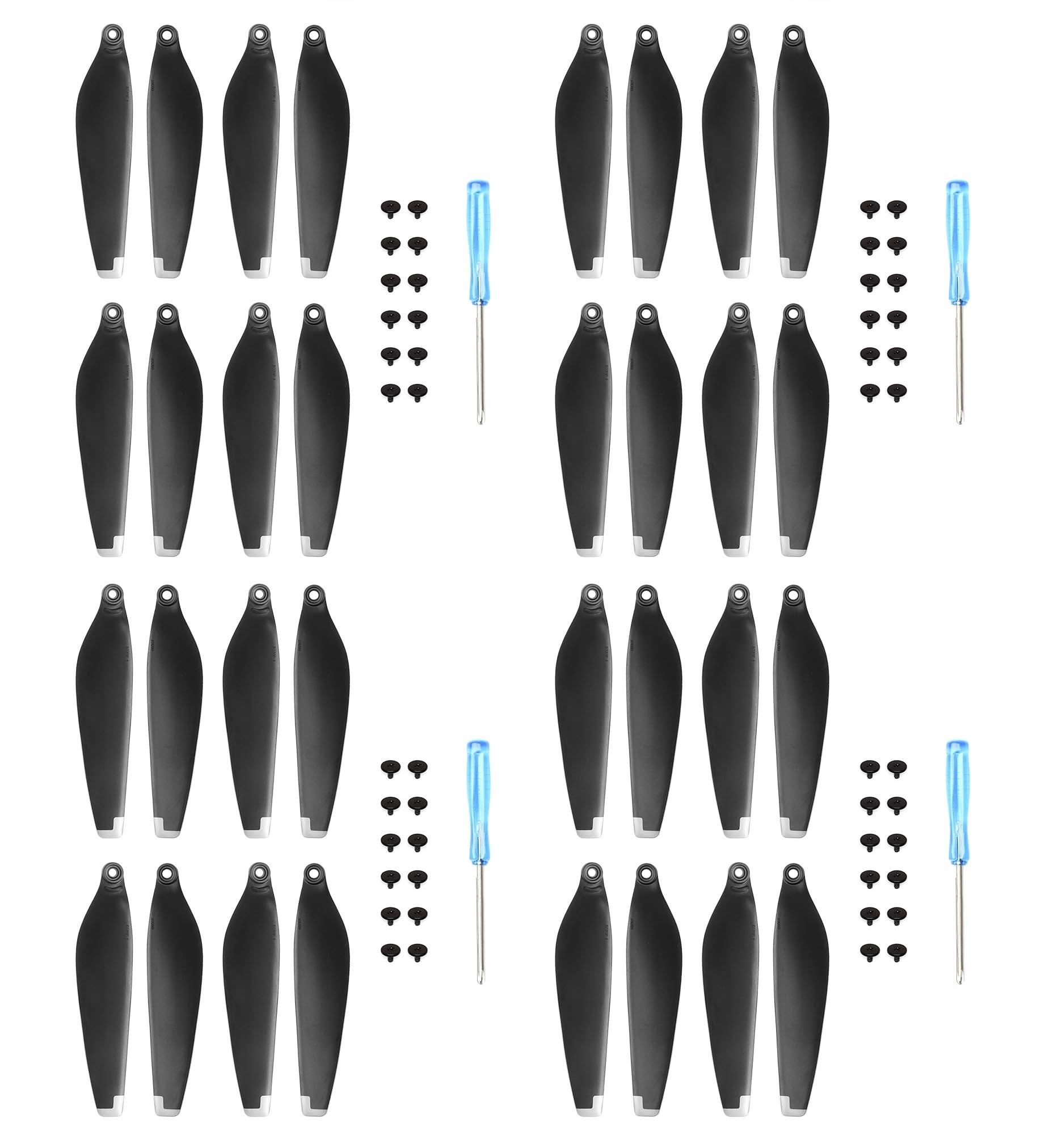 32x Propellers For DJI Mini 3 Pro Replacement Prop Blades Low Noise for DJI Mini 3 Pro/Mini pro 4 Drone Accessories Screws & Screwdrivers 32pcs Colour Tips (Silver) — image 1
