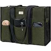 TOPDesign Utility Water Resistant Tote Bag with 13 Pockets, Top Zipper Closure & Thick Bottom Support, for Working Women