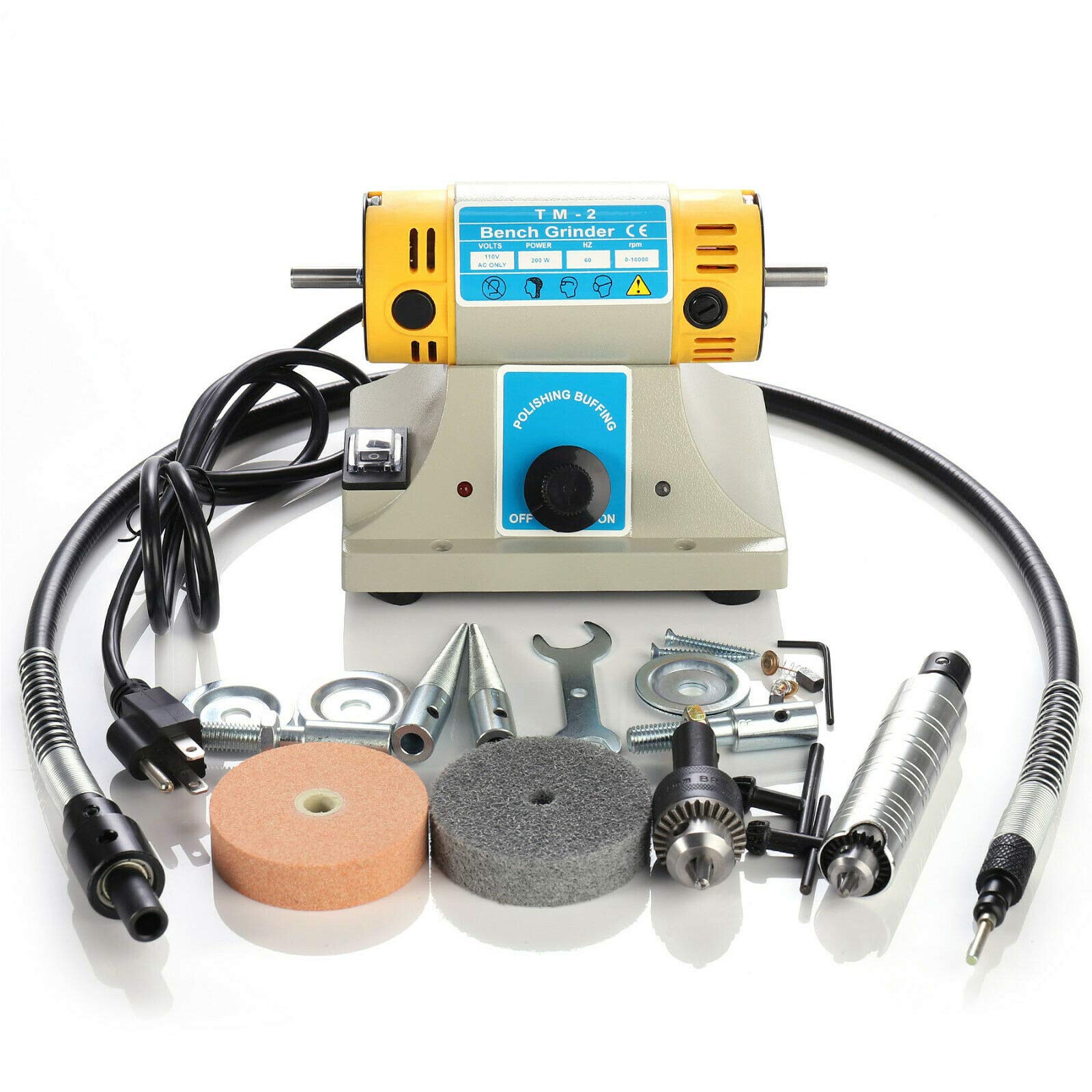 Photo 1 of Bench Polisher, Jewelry Gem Polishing Grinding Buffer Machine, Mini Bench Lathe Tool Kit 10000r/min 110V 350W