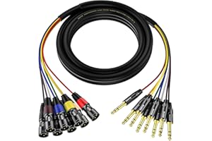 EBXYA 8 Channel 1/4 Inch TRS to XLR Snake Cables, 6.35mm Male Jack Stereo Audio Balanced Line to XLR Cables, 10 Feet 1 Pack
