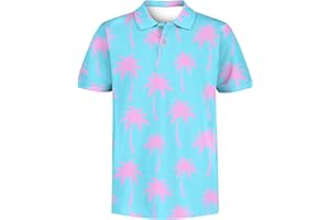RAISEVERN Boys Polo Shirt Hawaiian Golf Collared Performance Tops Kids Short Sleeve 5-14 Years