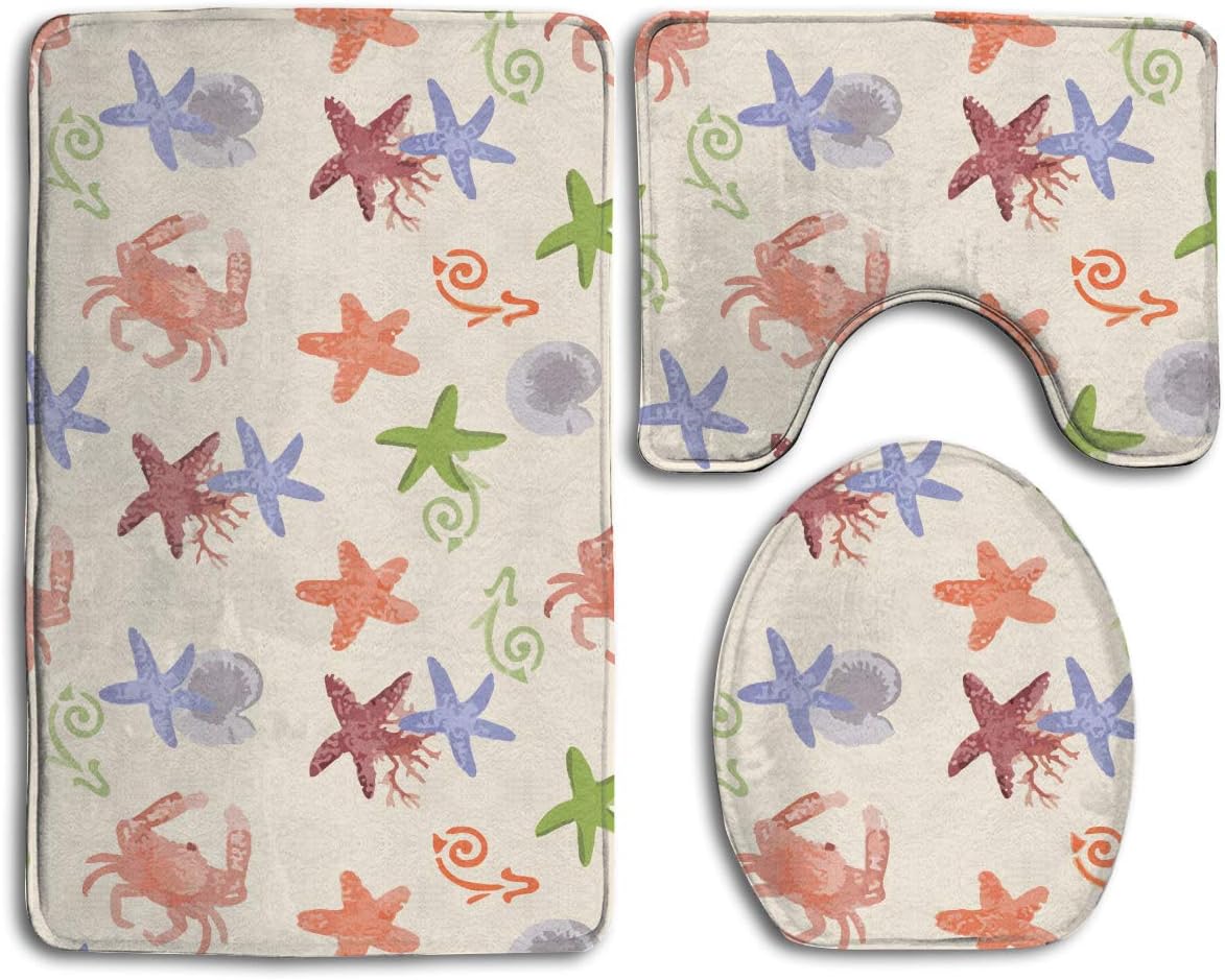 B8thmat Anti-Rutsch-Badezimmerteppich-Set, Marmorstruktur, 3-teilig