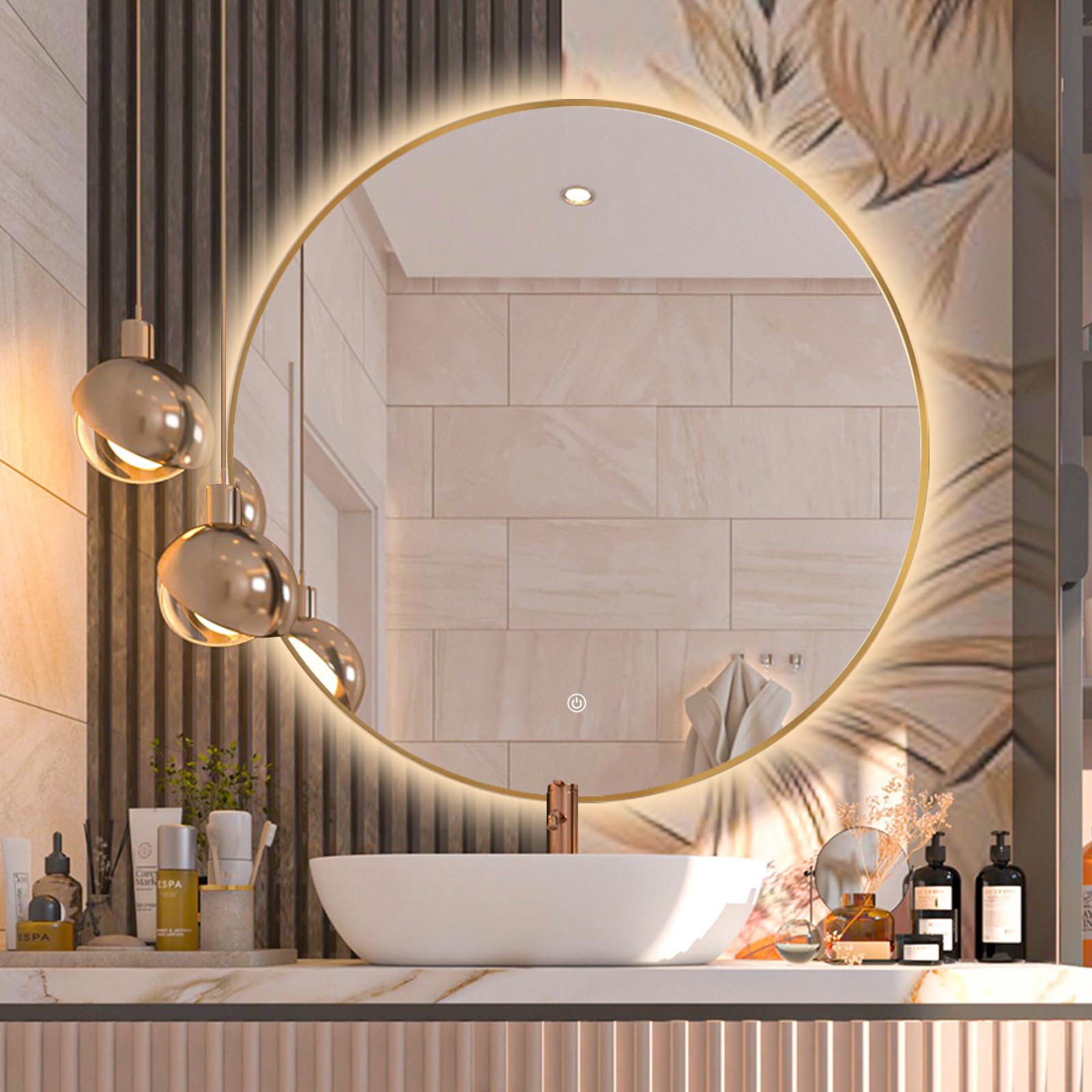 Niccy 24" LED Backlit Round Mirror for