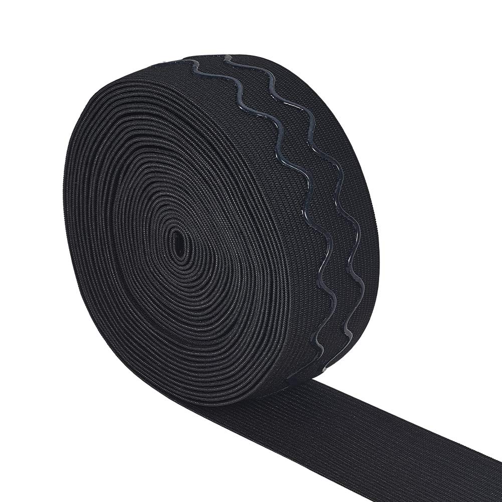 BENECREAT 6 Yards 36mm Wide Non-Slip Silicone Elastic Gripper Band for Garment Sewing Project, Black