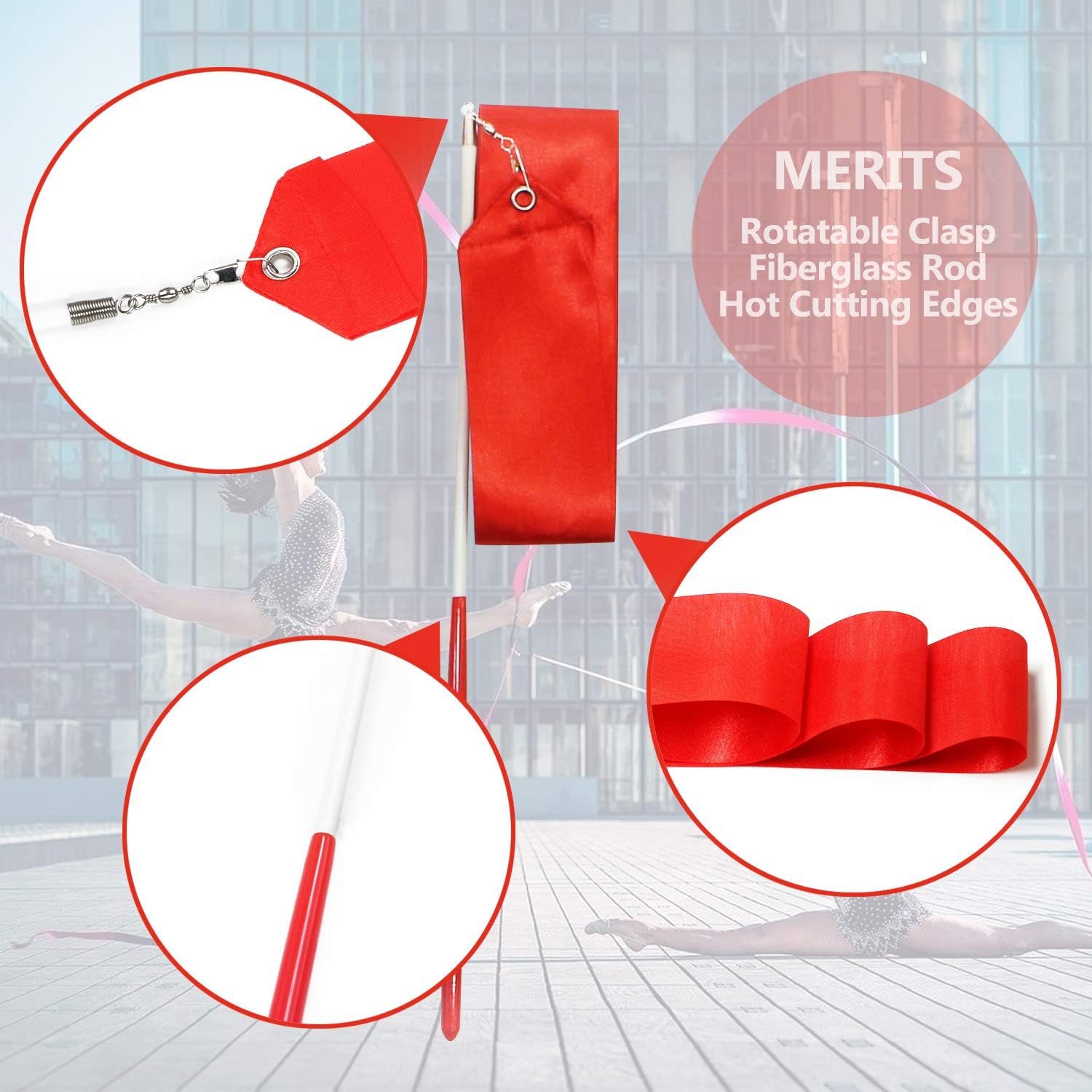 NOVELTY PLACE 10pcs Dance Ribbons Streamers -2m Unisex Children Kids' Gymnastics Dancing Ribbon Wands - Image 3