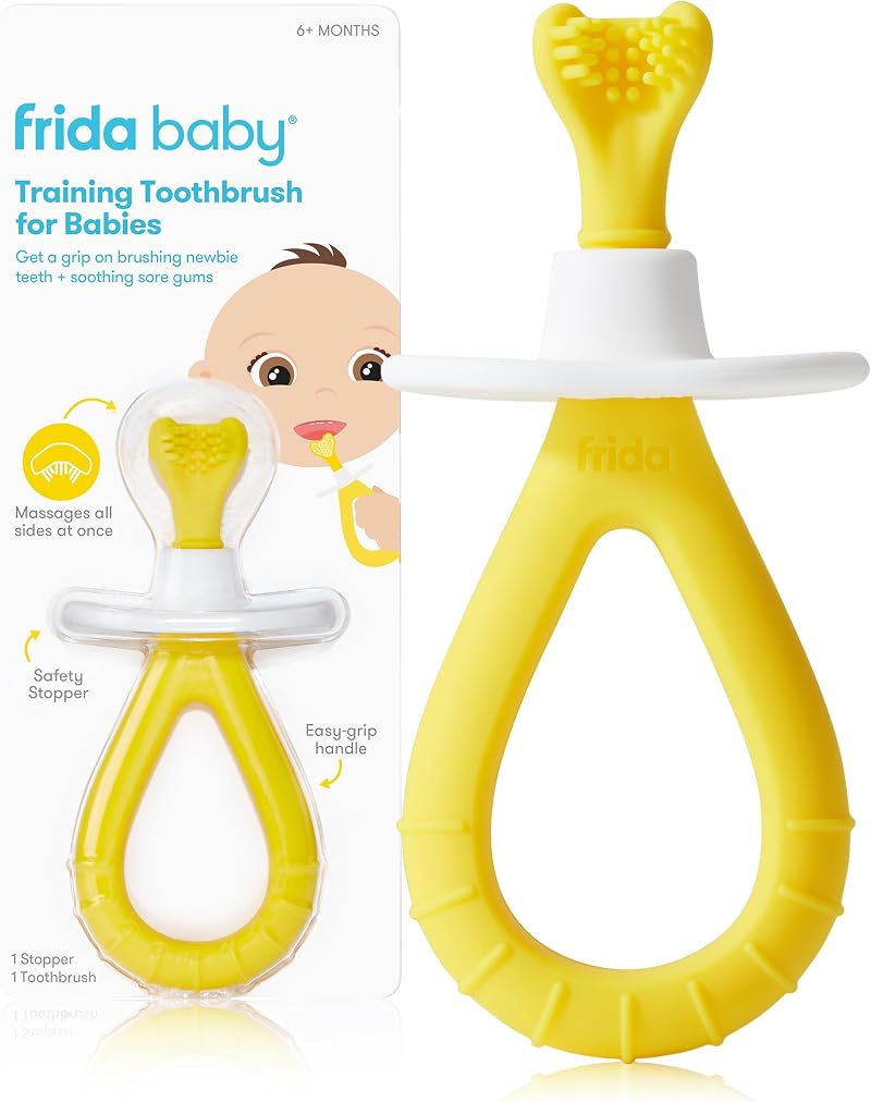 Frida Baby Training Toothbrush 6-18 Months Soft Triple-Angle Bristles Easy-Grip