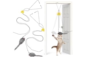 MintCat 2PCS Hanging Cat Toys for Indoor Cats, Door Hanging Cat Toy, Retractable Mouse Teaser Toy, Home Alone Self Play Cat Toys, Kitty Toys for Indoor Cats Kitten Mental Physical Stimulation Training