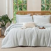 BUPIRD 3 Pieces Light Blue King Comforter Set, Lightweight Double-Layer Crinkle Gauze All Season Soft Bedding (90x104 in Comforter & 2 Pillowcases)