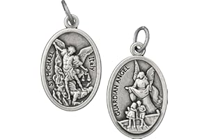 SAINT PAUL STREET EVANGELIZATION St Michael and Guardian Angel Medal 1" - 100 Count Bulk Pack, Catholic Protection for Police Officers, Firefighters, First Responders, Catholic Gifts for Evangelization