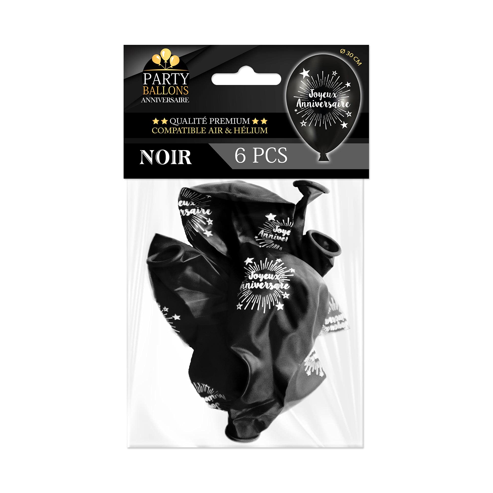 Pack of 6 Anniv Black Balloons
