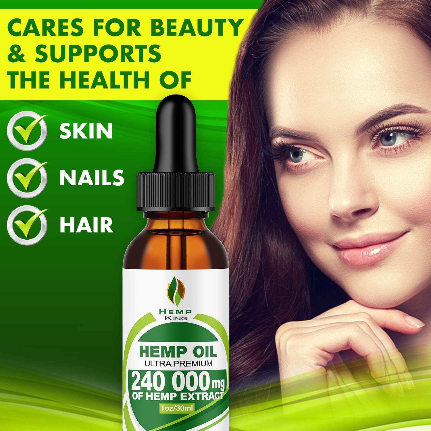 Hemp Oil Drops 240 000 mg, 100% Natural Extract, Anti-Anxiety and Anti-Stress, Natural Dietary Supplement, Rich in Omega 3&6 Fatty Acids for Skin & Heart Health, Vegan Friendly: Health & Personal Care