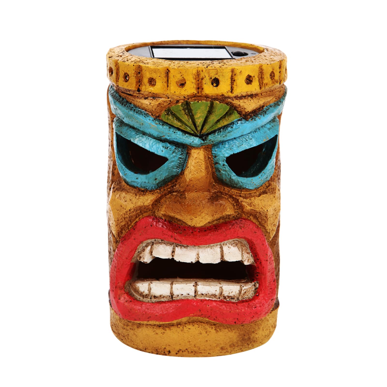 Photo 1 of qzzwbbtc Tiki Head Solar Statue Light for Garden Decor and Bar Decoration (Blue)