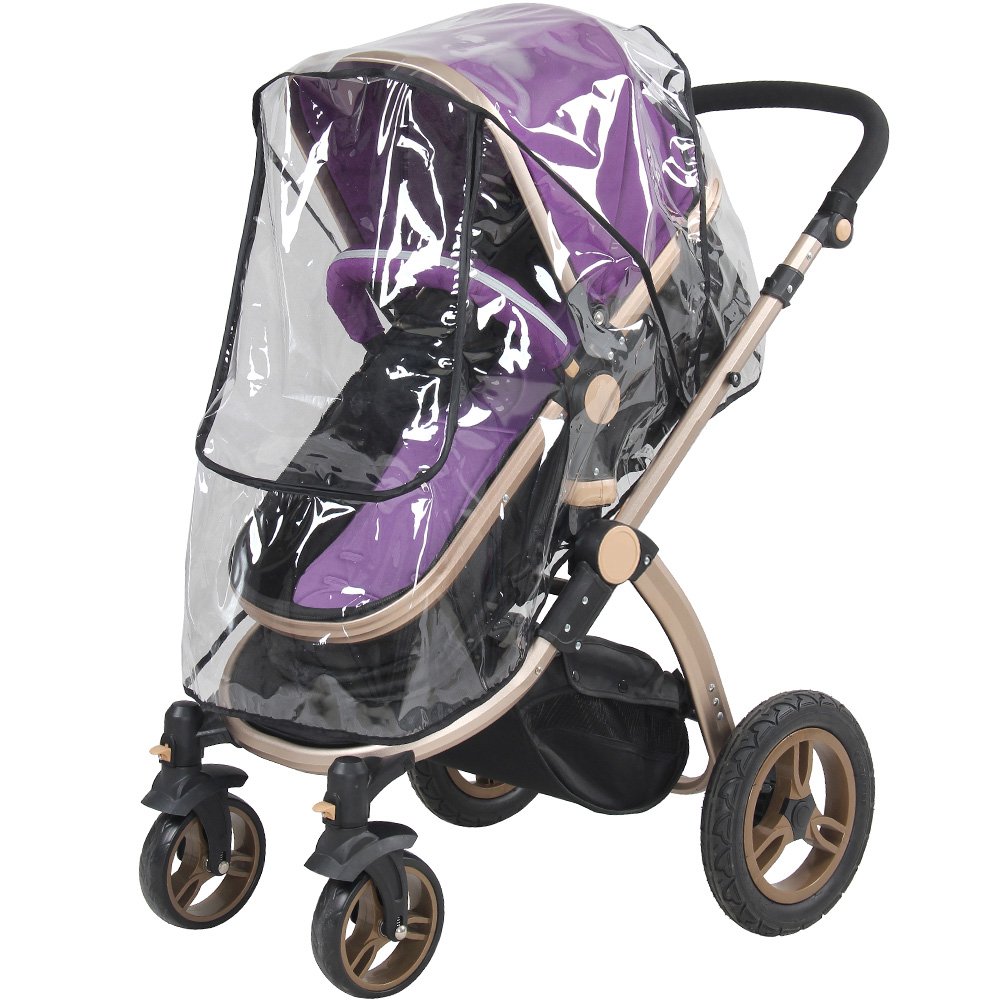 Zacro Lluvia Protector Cubierta Contra Lluvia y Viento Impermeable con Cremallera Frontal para Cochecitos Silla de Paseo de Bebé Carrito