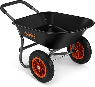 VonHaus Wheelbarrow 78L Heavy Duty Garden Cart with Two Pneumatic Tyres