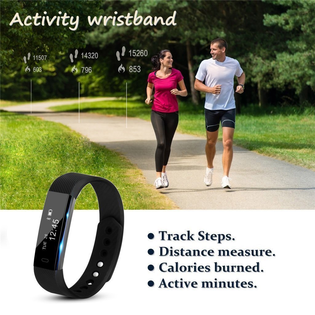 Fitness Tracker, SinoPro Activity Tracker, Smart Bracelet Bluetooth Call Remind Remote Smart Band Calorie Counter Wireless Pedometer Sport Sleep Monitor Activity Tracker For Android iOS Phone (Black)