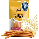 iPaw Turkey Dog Treats, SQF-Certified Production Process Dog Chew | Human Grade, Suitable for Training Chew, Hypoallergenic, Rawhide Alternative, Thin Stick (Sweet Potato)