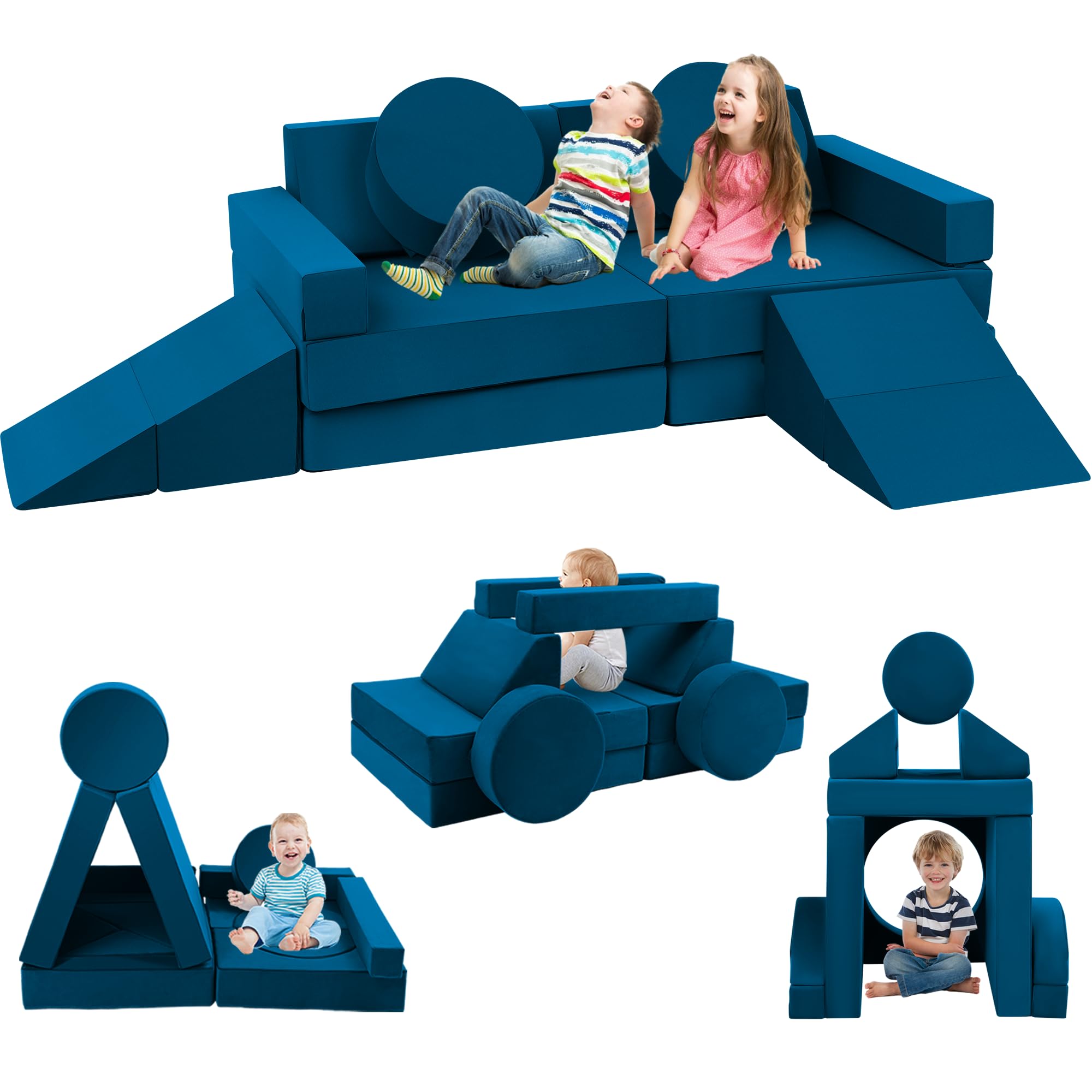 Photo 1 of Edbuosy Toddler Couch Kids Sofa Modular - 18pcs Children Couches Building Fort, Convertible Foam Playing Cushion Creative Playroom Floor Furniture for Baby 1-3 to Teen Sofa and Play Set
