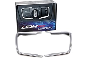 iJDMTOY 2pc Metallic Silver Light Switch Surrounding Decorative Trims Compatible with BMW 2 3 4 Series X5 X6 (F22 F30 F31 F32 F33 F15 F16)