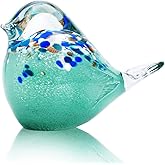QFkris 7" Big Handmade Glass Bird Figurines Blown Glass Bird Paper Weight Collectibles Art Animal Sculpture Home Table Ornament Decor for Bird Lover
