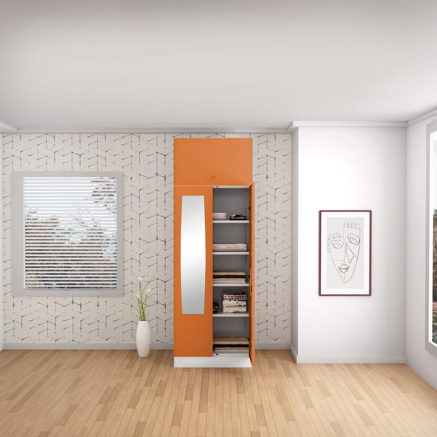 Godrej Interio Slimline 2 Door Steel Almirah Mirror With Over