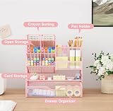Marbrasse Pink Mesh Desk Organiser Multifunctional Pen Holder 26x23x10 cm view 2